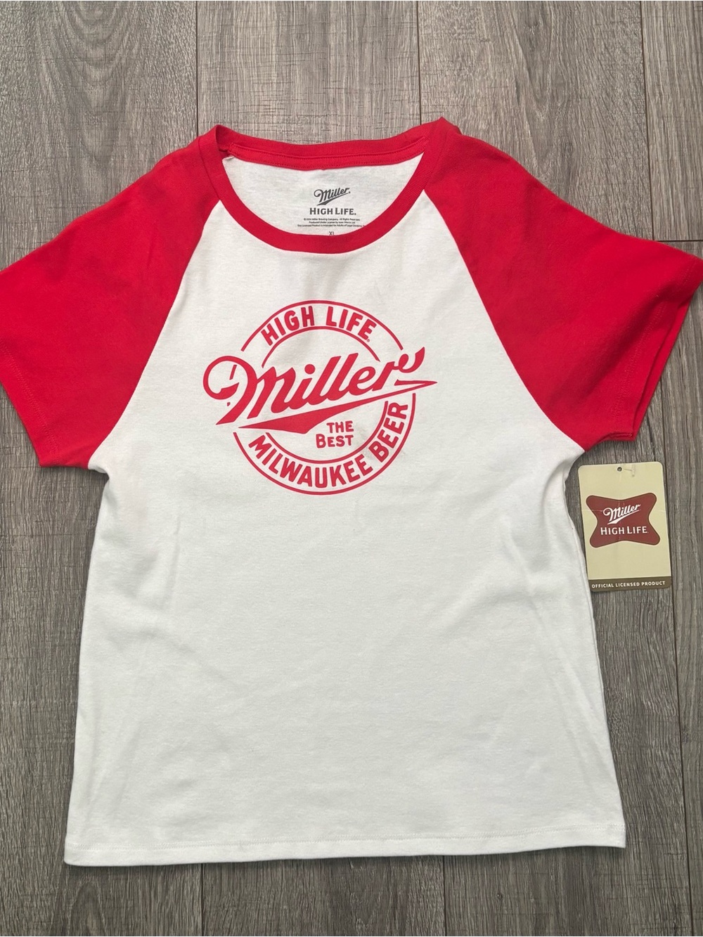 Miller High Life Beer Raglan T-Shirt XL Red White NWT Unisex